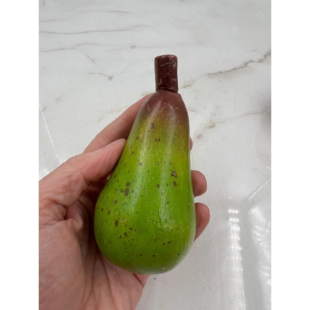 Vintage Hand Carved Wooden Fruit Set 6 Piece Decorative Pineapple Pears Folk Art